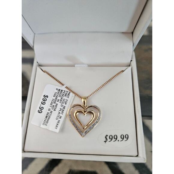 Jewelry By Design Jewelry - Women's 18" Heart 1/10 CTTW Diamond Pendant Gold Over Sterling